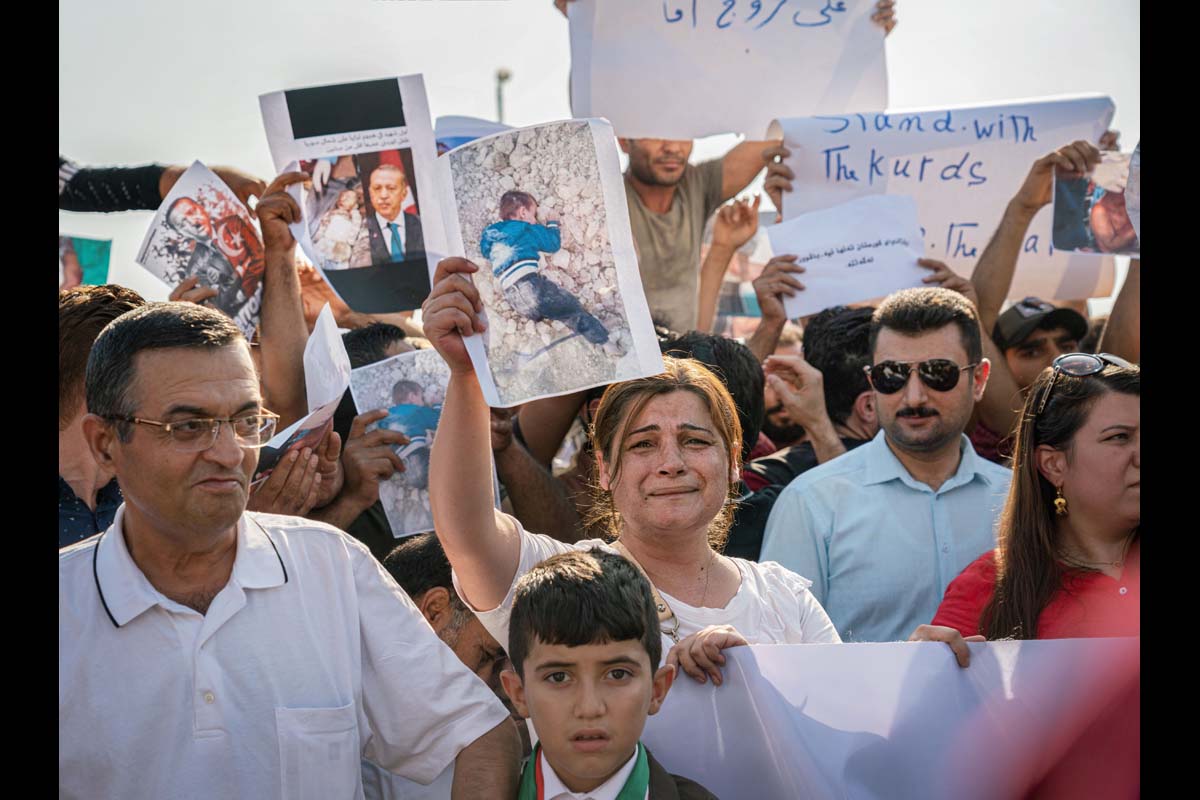 2019, Erbil, Irak, Kundgebung gegen den Einmarsch türkischer Truppen in Syrien: 