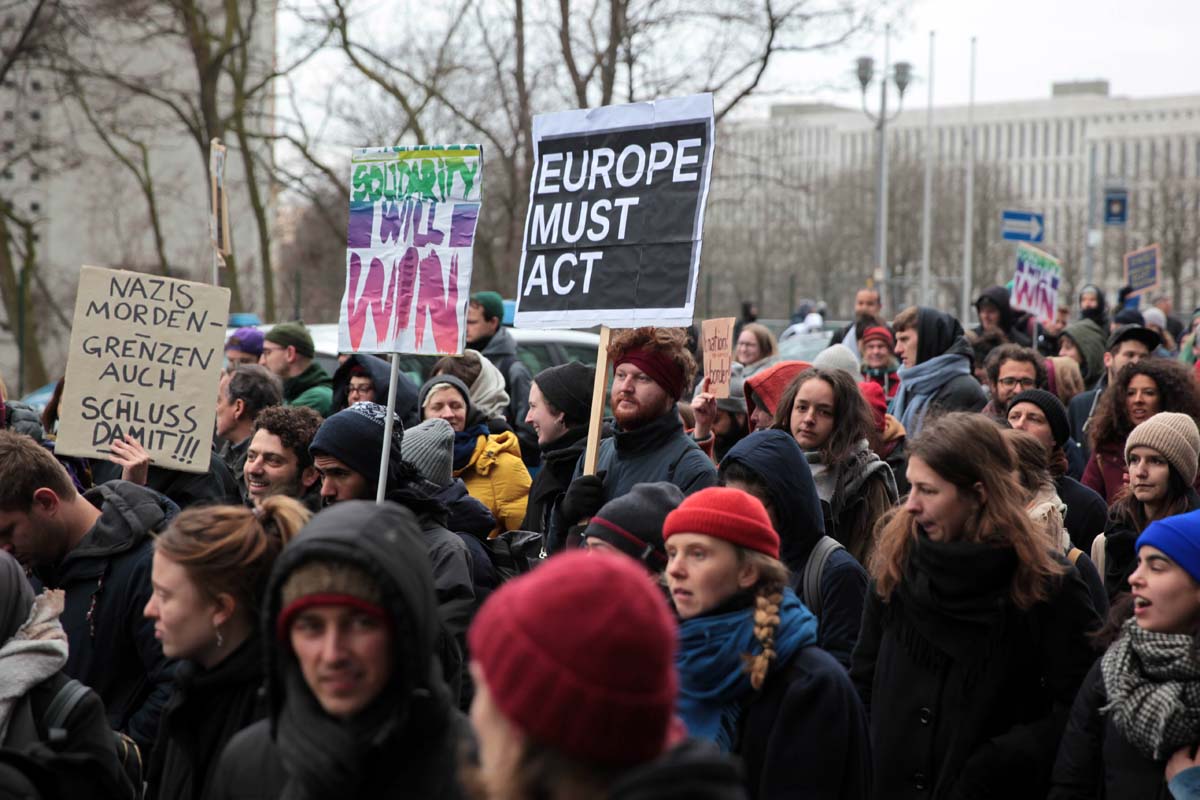 DEMO Europe, don't kill! Open the borders! Wir haben Platz! Berlin 07.03.2020: Array