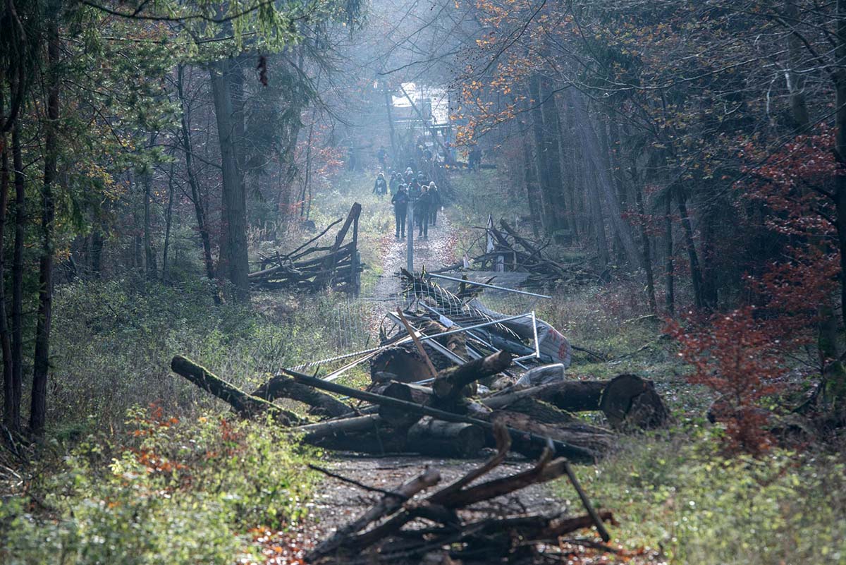 UmweltaktivistInnen protestieren im Dannenroeder Forst gegen den Ausbau der A49 fuer den ein Teil des Waldes gerodet werden muss: Array