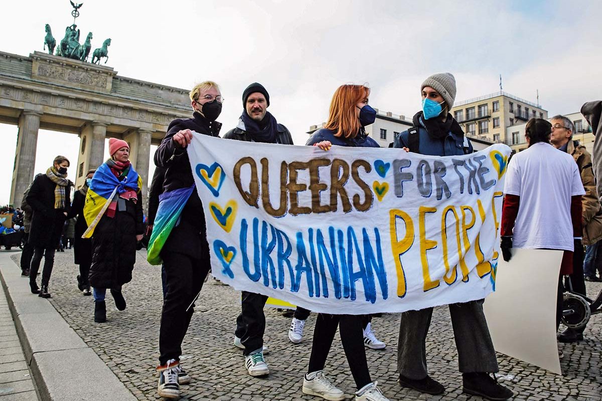Stoppt den Krieg! Frieden für die Ukraine und ganz Europa, Berlin 27.02.2022: Array
