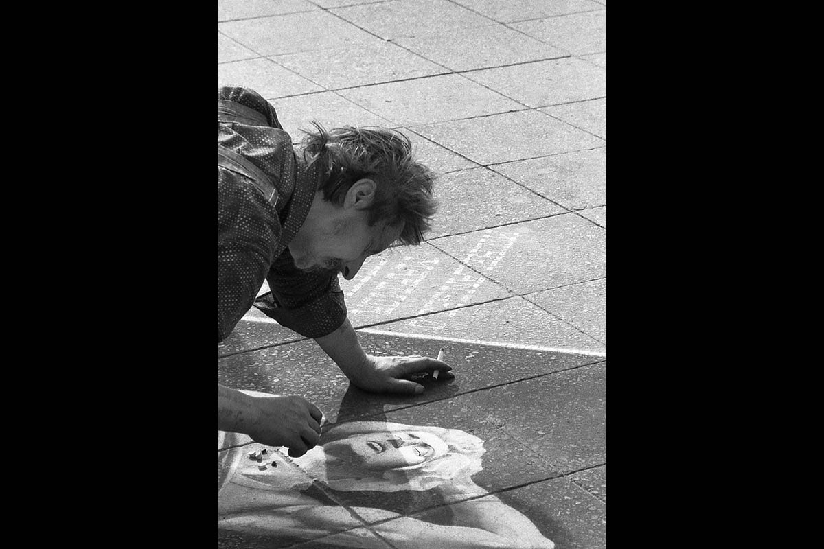 Charlottenburg, Ku-Damm, Pflastermaler, 1975: