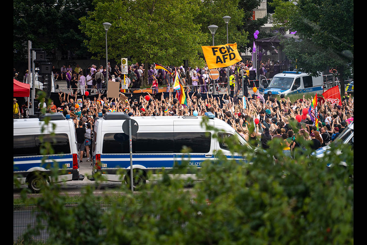 Protest gegen AfD-Wahlkampfstart in Marzahn: 